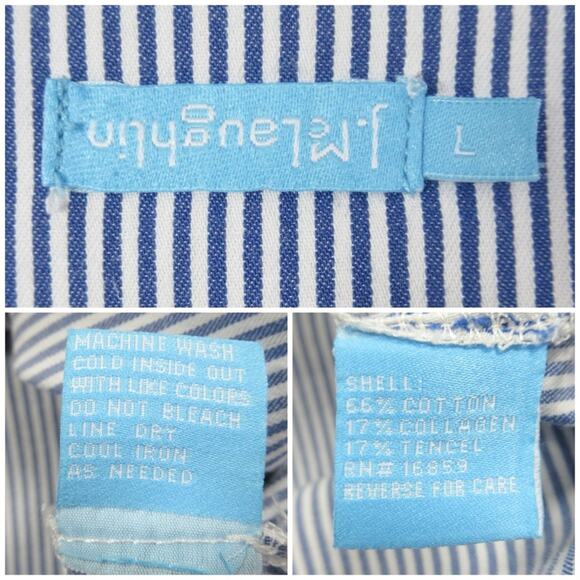 J. McLaughlin Blue & White Striped Embroidered Tunic Top Women's Size Large - Picture 12 of 13